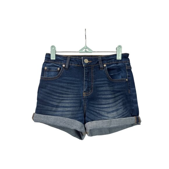 Indigo Rein Juniors Cuffed Denim Shorts Size 5 Dark Wash - Picture 1 of 4